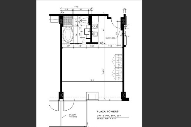 PLANO DE PLANTA DEL ESTUDIO - Plaza Towers Condominiums