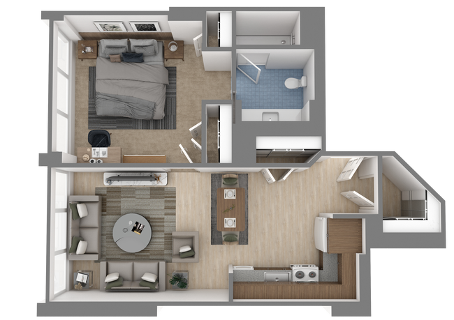 05 The Imperial 1 Bedroom 1 Bathroom Water View 560 Sqft.png - Edison Grand