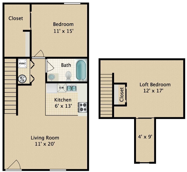 Tallmadge Pointe – 2BR/1BA (2nd Bedroom is a Loft)