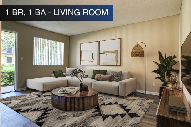 1 BR, 1 BA - Living Room - Orange Terrace Apartments