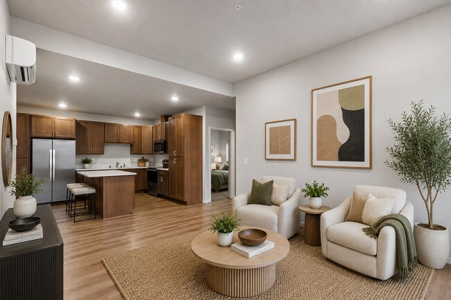 Cocina y sala de estar de concepto abierto - 3 dormitorios, 2 baños - Lofts at Garden District