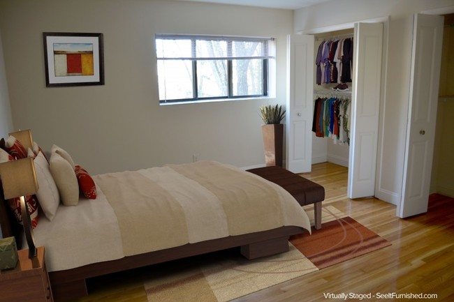 Large Closets and Hardwood Floors in Bedroom - Quincy Commons