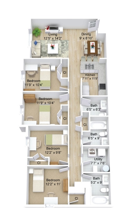Owens Lake Commons – 4 Bed, 2.5 Bath Suite