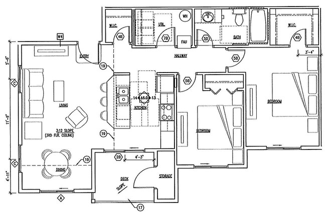 2 Beds 1 Bath Floor Plan - Palisades