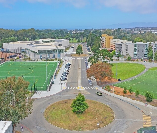 An aerial view of the SFSU campus