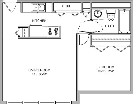 1BR / 1BA - Parkview Place