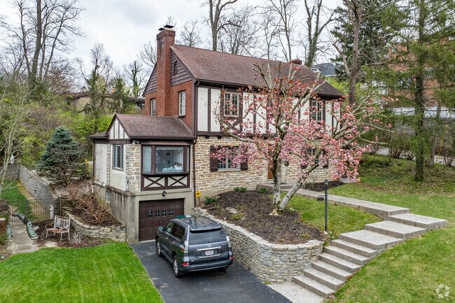 Tudor style homes, such as this one, are common in Mount Lookout.