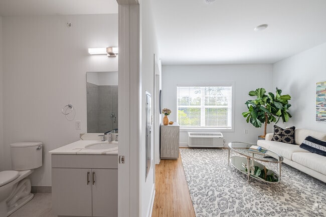2BR, 1BA - 676SF - Bathroom/Living Room - Meridia Upper Main