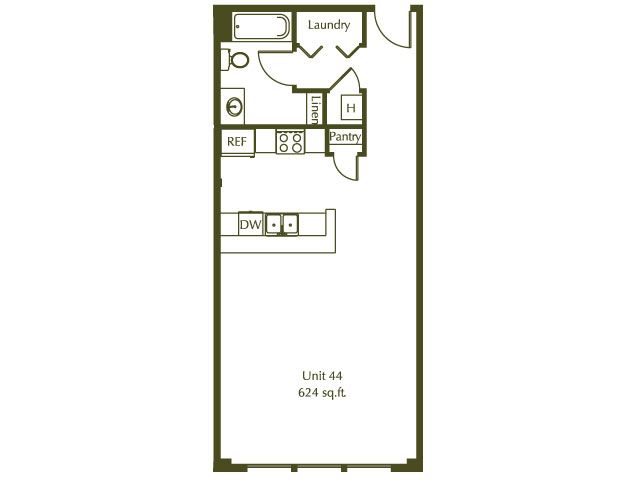 0 Bedroom / 1 Bath / 624 Sq.Ft. - Eleventh Street Lofts