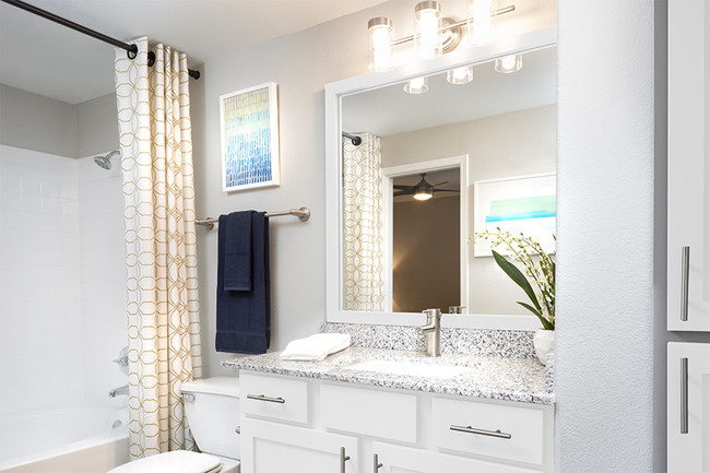 Contemporary bathrooms with framed mirrors - Reserve At Beachline Apartments