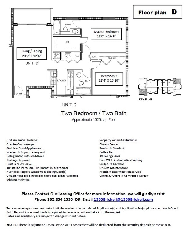 2b/2b layout D - 1550 Brickell Ave