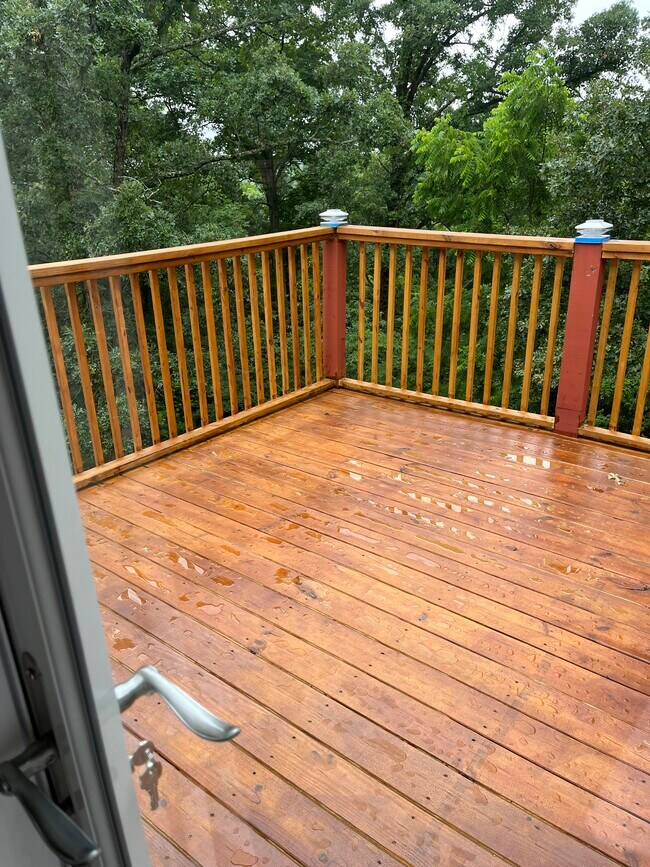 New deck 2nd level overview of forest step access - 3995 Glen Lily Rd