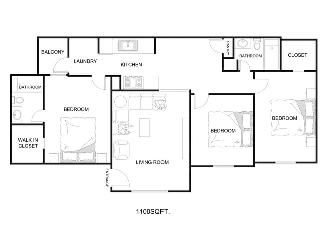 1100 sqft-1 - Buena Villa Apartments