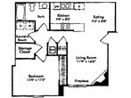 1 Bedroom / 1 Bath (830 sq. ft.)