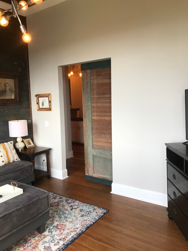 large barn door to kitchen - 806 Grove St