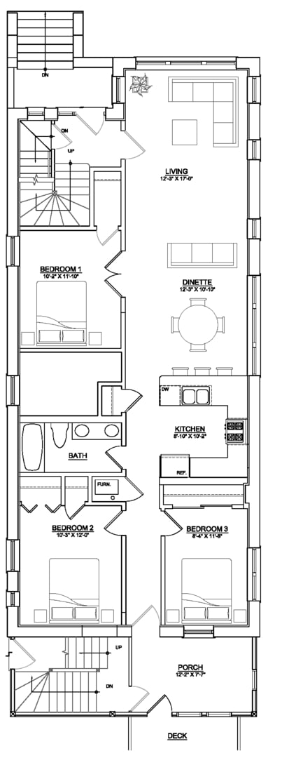Photo - HUGE Condo Quality 3bed/1bath in Bucktown!  Central Air! In-unit Laundry! Private Deck!