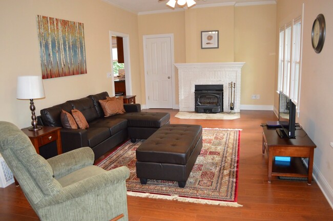 Comfortable, bright living room with fireplace - 807 6th St SW