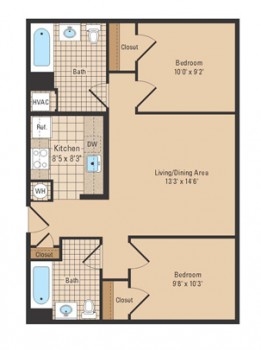 2BR/2BA - Oaks at Liberty