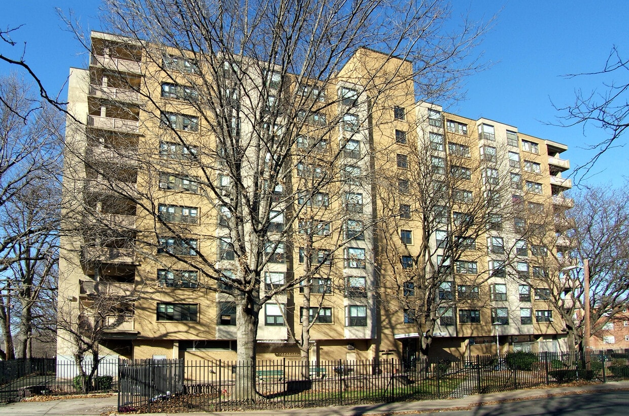 View from the southeast across Hoffman Avenue - James J. Abbott Apartments