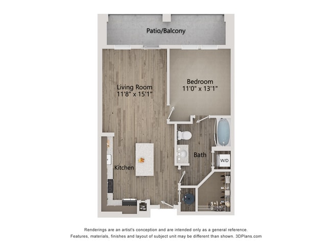 A1_1Bed_1Bath_684 Sq Ft - The Ironwood Apartments
