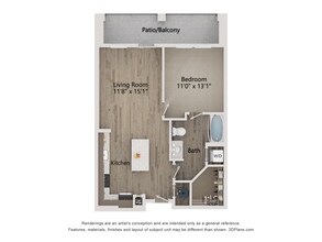 A1_1Bed_1Bath_684 Sq Ft - The Ironwood Apartments