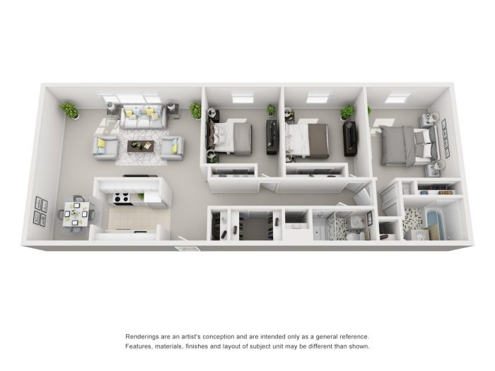 Waldorf Towers Apartments – Three bedroom/two bath