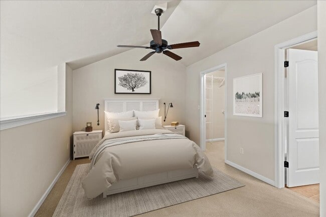 Bedroom with ceiling fan - Broadway Commons Apartment Homes