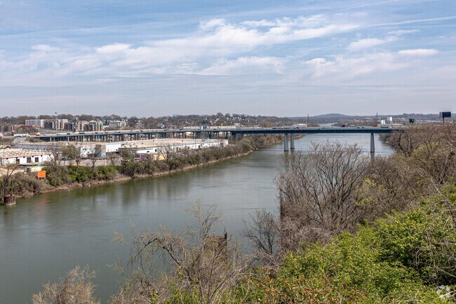 Rolling Mill Hill offers views of the Cumberland River in Riverfront.