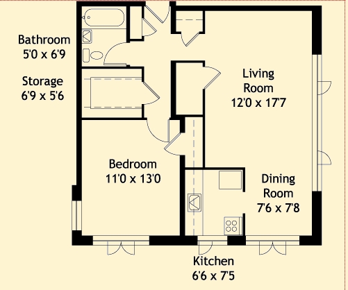 1BR/1BA - The Panama Apartments