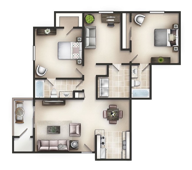 The Magnolia 2/2 883 ft² - The Boulders Apartment Homes