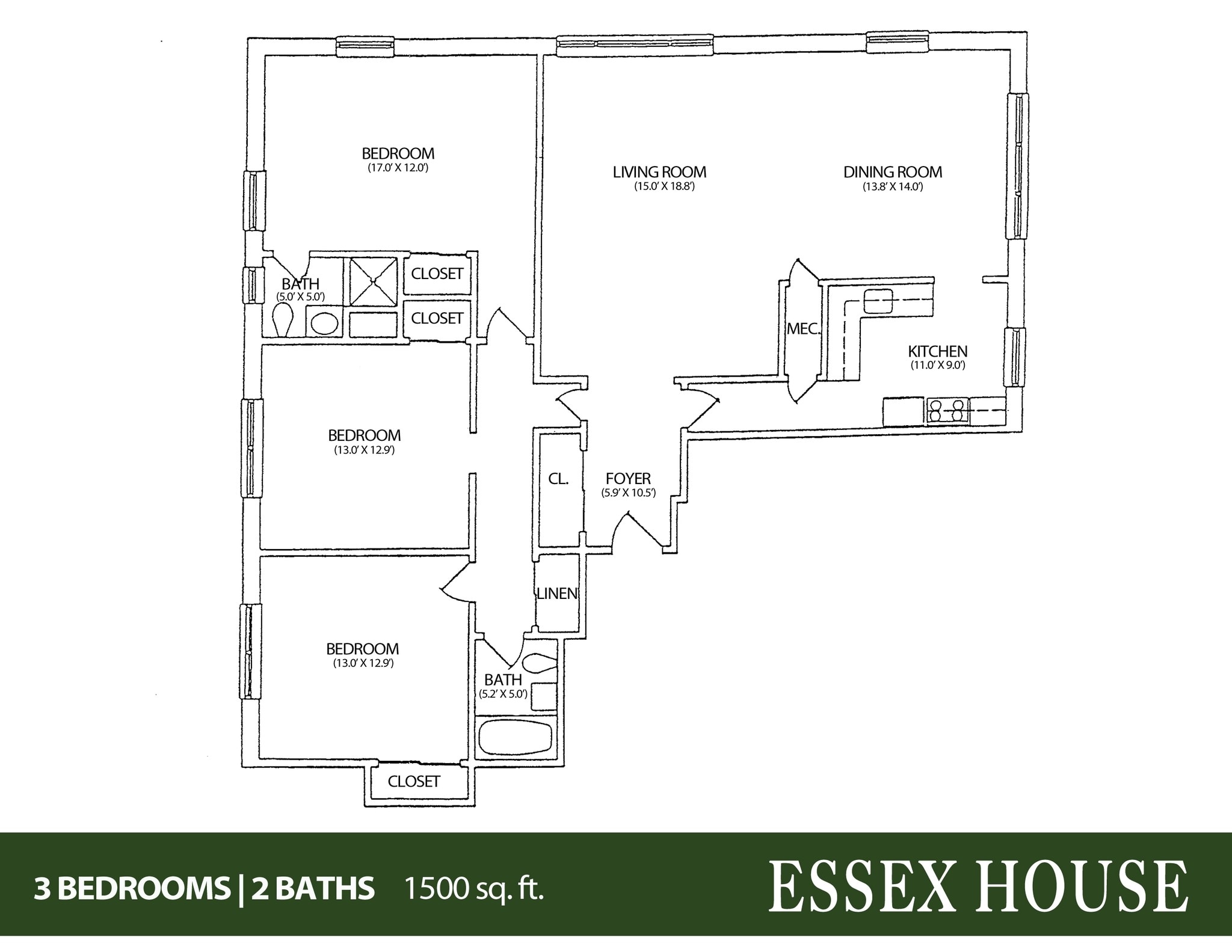 Essex House Apartments – 3 BED 2 BATH