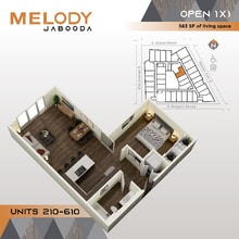 Open 1-Bed D squared 210-610 - Melody Jabooda Apartments