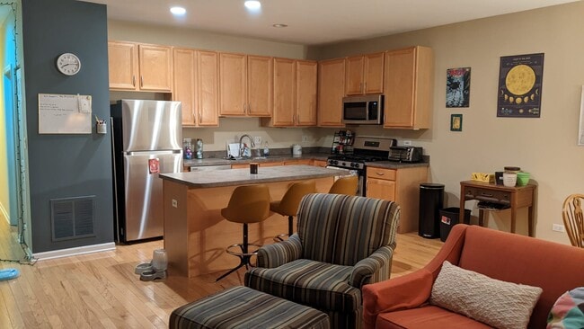 Living room facing kitchen - 1422 S Halsted St Apartment