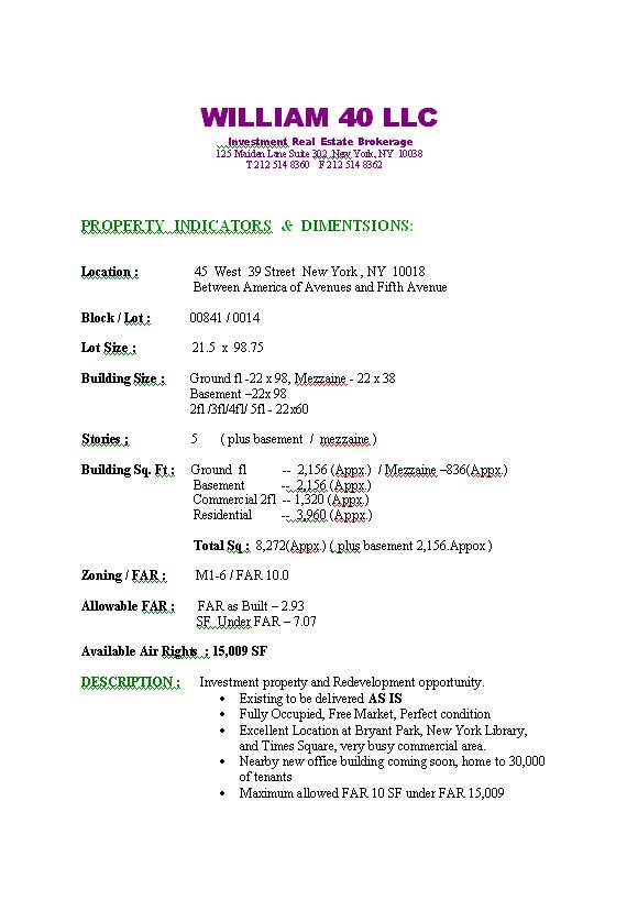 Flyer Page 1 - 45 W 39th St