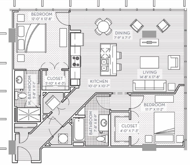 Two Bedroom - One Light Luxury Apartments