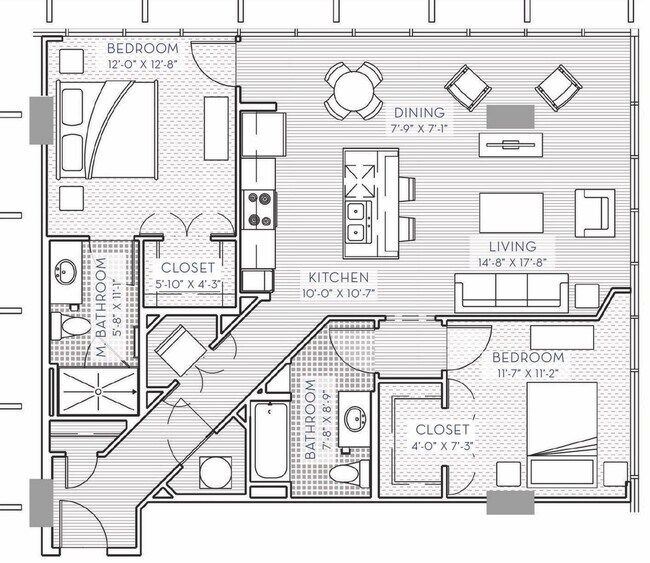 Two Bedroom - One Light Luxury Apartments