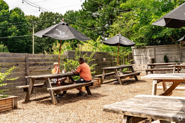 The Thirsty Goat has a great patio for pizza and beer with family.