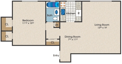 1BR/1BA - East Winds Apartments