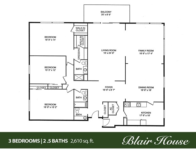 Blair House Apartments – 3 BED 2.5 BATH