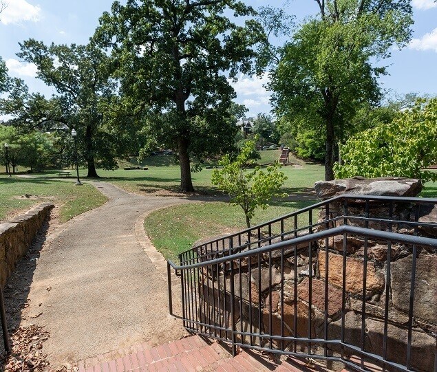 Pathway leading into Caldwell Park