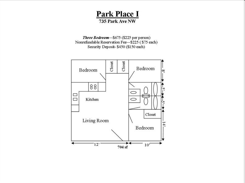 3BR/2BA - Park Place I , II, & III