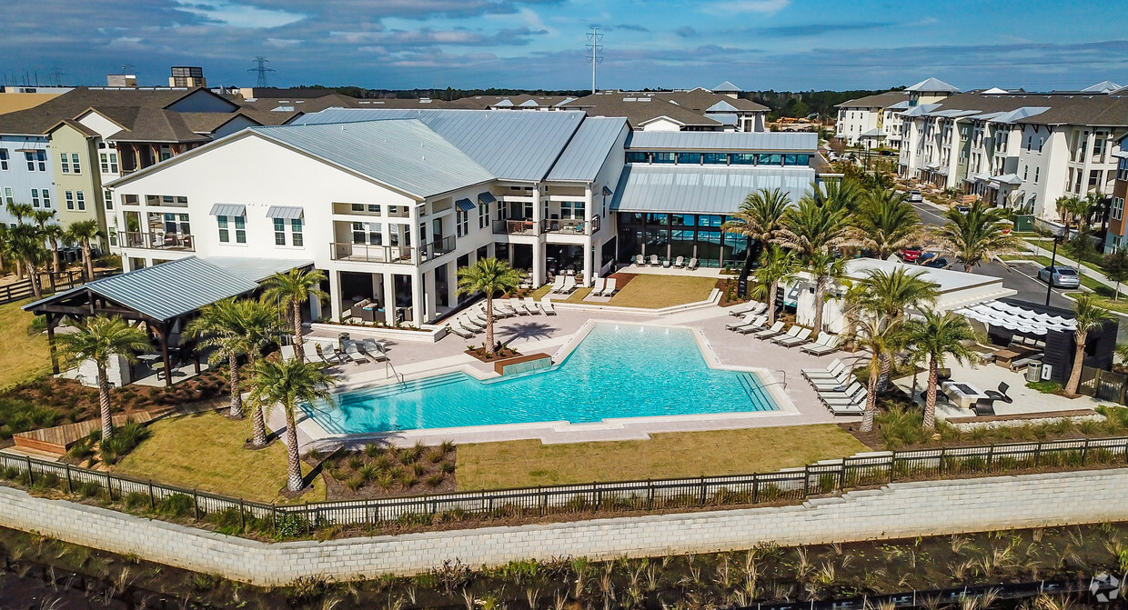 Aerial View of Pool-Clubhouse - Lakewalk at Hamlin