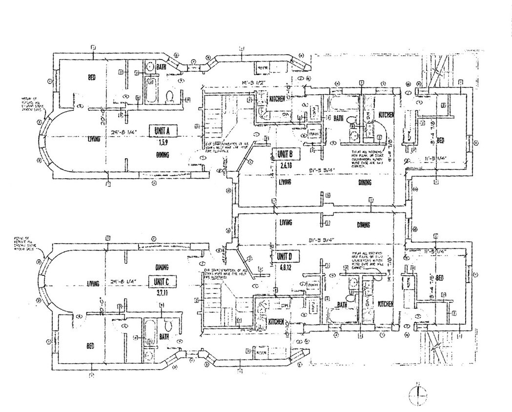 plano de planta para el primer, segundo y tercer piso - 5733-5735 S Calumet Ave