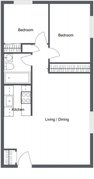 Mill Park Apartments – 2 Bedroom 1 Bath