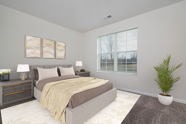 Carpeted Queen-size Bedroom in Grove City - Bentley Apartments