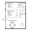 2 Bedroom, 1 Bathroom