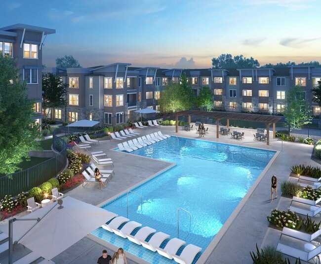 Resort-Style Pool & Courtyard Evening Rendering - The Reserve at Alamo Ranch