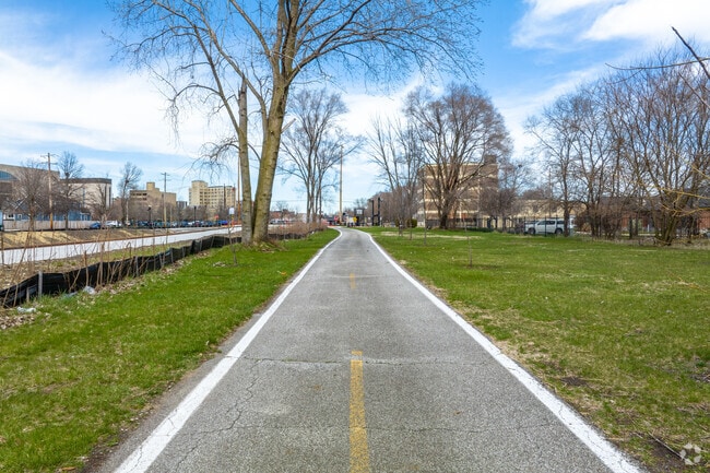 The Monon Trail provides cyclists safe travel north to downtown Hammond.