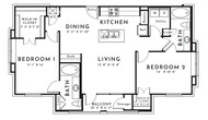 2BR 2BA (1084 SF)