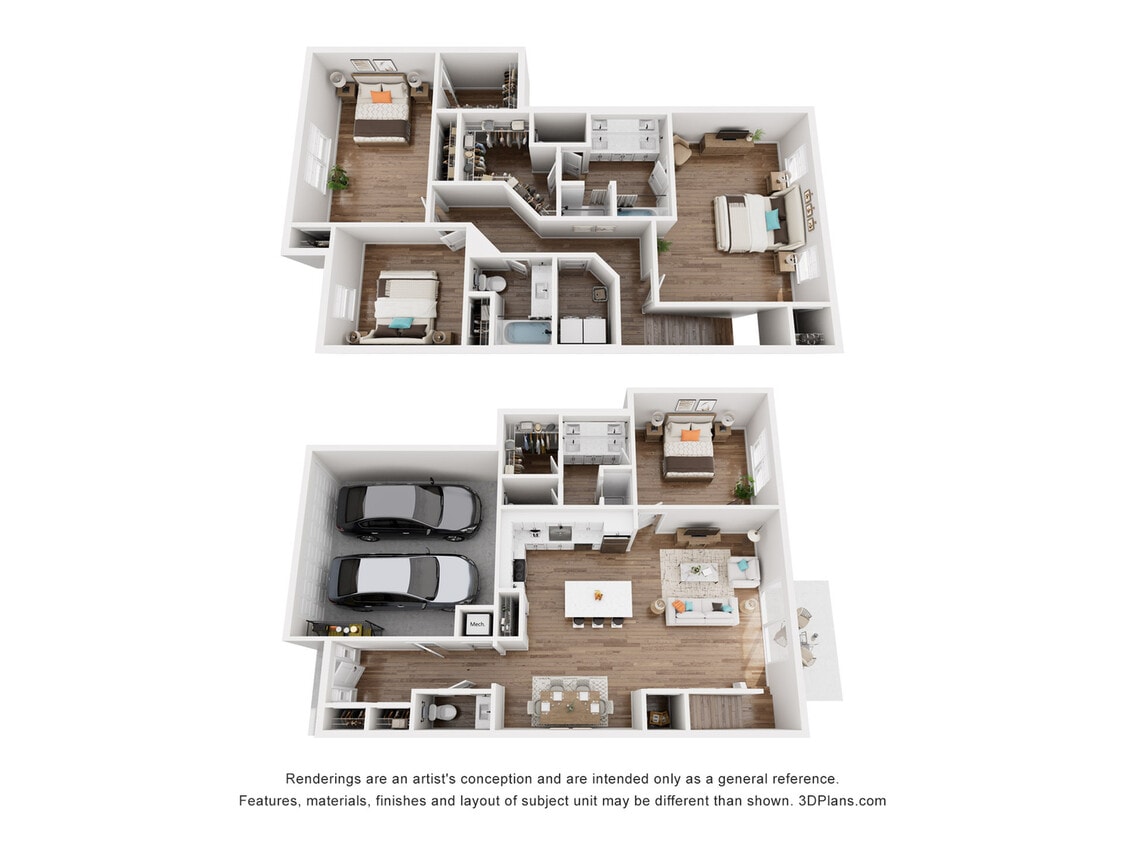 Explore this elegant duplex layout designed for modern living and convenience. - Pointe Villas Bergen Woods